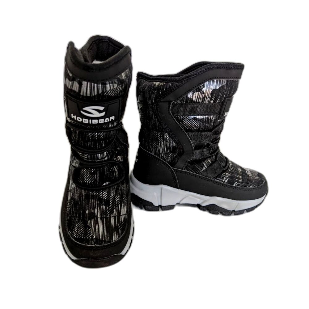 Kids Hobibear Faux Fur Winter Black and White Snow Rain Boots Size 11.5